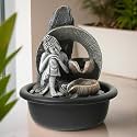 The Better Home Buddha Water Fountain for Home Decor/LED Lights/Waterfall Fountain Indoor Home Decor/Garden Decor Items/Wedding Gifts/Euro Plug/2m Cord/Bronze -33x17x49.5 cm