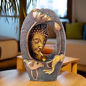 the better home buddha water fountain for home decorled lightswaterfall fountain indoor home decorgarden decor itemswedding giftseuro plug2m cordbronze -33x17x495 cm
