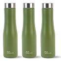 The Better Home Splash Stainless Steel Water Bottle 1 Litre | Leak Proof, Durable &amp; Rust Proof | Non-Toxic &amp; BPA Free | Pack of 3, Military
