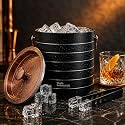 The Better Home Stainless Steel Ice Bucket with Lid & Tong 1500ml | Double Wall Insulated Ice Bucket for Bar, Parties & Cocktails – Matte Black & Rose Gold