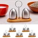 The Better Home Stainless Steel Salt &amp; Pepper Shakers Set (Pack of 5) | Moisture-Proof Seasoning Shakers with Stand | Salt &amp; Pepper Containers | Salt &amp; Pepper Container/Set for Dining Table