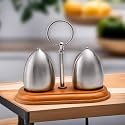 The Better Home Stainless Steel Salt &amp; Pepper Shaker Set - Silver | Moisture-Proof Shakers with Holder | Perfect Pour Holes for Kitchen Dining Table Restaurant (Pack of 1)