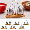 The Better Home Stainless Steel Salt &amp; Pepper Shakers Set (Pack of 6) | Moisture-Proof Seasoning Shakers with Stand | Salt &amp; Pepper Containers | Salt &amp; Pepper Container/Set for Dining Table