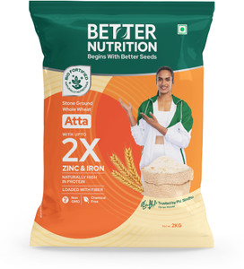 better nutrition biofortified atta 100 whole wheat flour  high in iron zinc  protein 2 kg