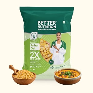better nutrition biofortified unpolished toorarhar dal 1kg  naturally rich in protein  rich in fibre zinc amp iron  no additives  chemical-free  non-gmo