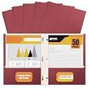 Better Office Products Burgundy Paper 2 Pocket Folders with Prongs, 50 Pack, Matte Texture, Letter Size Paper Folders, 50 Pack, with 3 Metal Prong Fastener Clips, Burgundy Red