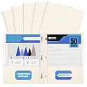 Better Office Products White Paper 2 Pocket Folders with Prongs, 50 Pack, Matte Texture, Letter Size Paper Folders, 50 Pack, with 3 Metal Prong Fastener Clips, White
