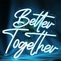 Better Together Neon sign Ice Blue Led Neon Wedding Sign Lights For Bridal Shower Wall Decoration Engagement Anniversary Party With Dimmable Switch 5V USB Powered(14.6 * 13inches)