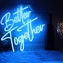 Better Together Neon signs Blue Led Neon Wedding Sign Lights For Bridal Shower Wall Decoration Engagement Anniversary Party With Dimmable Switch 5V USB Powered(14.6 * 13inches)
