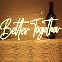 Better Together Neon signs Warm White Led Neon Wedding Sign Lights For Bridal Shower Wall Decoration Engagement Anniversary Party With Dimmable Switch 5V USB Powered(19 * 7.9inches)