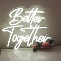 Better Together Neon signs White Led Neon Wedding Sign Lights For Bridal Shower Wall Decoration Engagement Anniversary Party With Dimmable Switch 5V USB Powered(14.6 * 13inches)