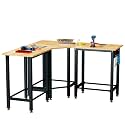 Betterhood 48"/60" Heavy-Duty Adjustable Workbench for Garage, Rubber Wood Shop Table,Hardwood Workstation Weight Capacity Over 1500 Lbs (Rubber Pad/Power Outlets/Ruler/63 x21.7 x35.8)