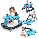 Betterhood 6-in-1 Foldable Baby Walker with Wheels, Airplane-Themed Activity Push Walker with Music &amp; Lights, Wheels, Anti-Slip Design, Suitable for Boys &amp; Girls Aged 6-18 Months