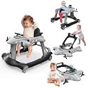 Betterhood 6-in-1 Foldable Baby Walker with Wheels, Airplane-Themed Activity Push Walker with Music & Lights, Wheels, Anti-Slip Design, Suitable for Boys & Girls Aged 6-18 Months