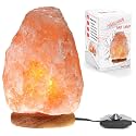 Betus [Natural Crystal Himalaya Salt Lamp Hand Carved on Wood Base with Dimmable Cord and Light Bulb - 8 to 9 Inches Height, 8 to 11 Pounds