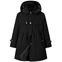 Betusline Girl's Single Breasted Trench Coat Hooded Dress Coat Outerwear