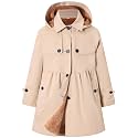 Betusline Girl's Single Breasted Trench Coat Hooded Dress Coat Outerwear