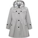 Betusline Girl's Single Breasted Trench Coat Hooded Dress Coat Outerwear