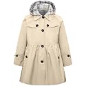 Betusline Girl's Single Breasted Trench Coat Hooded Dress Coat Outerwear