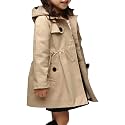 Betusline Girl's Single Breasted Trench Coat Hooded Dress Coat Outerwear
