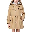 Betusline Girls' Dress Coat Hoodie Wool Blend Coats Fall Winter Peacoat