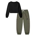 Betusline Girls Fall Winter Clothing Sets, Long Sleeve Crop Top &amp; Cargo Jogger Pants 2 Piece Outfit Sets,4T-14Y