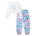 Betusline Girls Fall Winter Clothing Sets, Long Sleeve Crop Top &amp; Cargo Jogger Pants 2 Piece Outfit Sets,4T-14Y