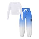 Betusline Girls Fall Winter Clothing Sets, Long Sleeve Crop Top &amp; Cargo Jogger Pants 2 Piece Outfit Sets,4T-14Y