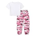 Betusline Girls Fall Winter Clothing Sets, Long Sleeve Crop Top &amp; Cargo Jogger Pants 2 Piece Outfit Sets,4T-14Y