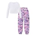 Betusline Girls Fall Winter Clothing Sets, Long Sleeve Crop Top &amp; Cargo Jogger Pants 2 Piece Outfit Sets,4T-14Y