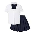 Girls JK Uniform Outfit, Shirt with Bow &amp; Pleated Skirt,4T-16Y