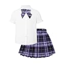 Girls JK Uniform Outfit, Shirt with Bow &amp; Pleated Skirt,4T-16Y