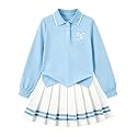 Betusline Girls Skirt Set Long Sleeve Polo & Pleated Skirt, 4-14Y