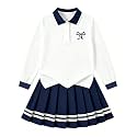 Betusline Girls Skirt Set Long Sleeve Polo & Pleated Skirt, 4-14Y