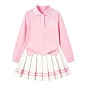 Betusline Girls Skirt Set Long Sleeve Polo &amp; Pleated Skirt, 4-14Y