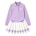 Betusline Girls Skirt Set Long Sleeve Polo &amp; Pleated Skirt, 4-14Y