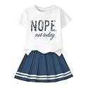 Betusline Girls Skirt Set, Printed T-Shirt &amp; Pleated Skirt, 4-14Y