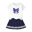 Betusline Girls Skirt Set, Printed T-Shirt &amp; Pleated Skirt, 4-14Y