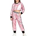 Betusline Girls Sweatsuit, Long Sleeve Crop Top Jogger Pants, 4T-14Y