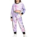 Betusline Girls Sweatsuit, Long Sleeve Crop Top Jogger Pants, 4T-14Y