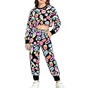 Betusline Girls Sweatsuit, Long Sleeve Crop Top Jogger Pants, 4T-14Y