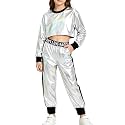 Betusline Girls Sweatsuit, Long Sleeve Crop Top Jogger Pants, 4T-14Y