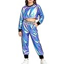 Betusline Girls Sweatsuit, Long Sleeve Crop Top Jogger Pants, 4T-14Y