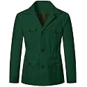 Betusline Men's Safari Linen Long Sleeve Military Cargo Jacket