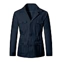 Betusline Men's Safari Linen Long Sleeve Military Cargo Jacket