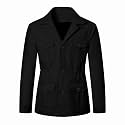 Betusline Men's Safari Linen Long Sleeve Military Cargo Jacket