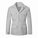 Betusline Men's Safari Linen Long Sleeve Military Cargo Jacket