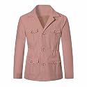 Betusline Men's Safari Linen Long Sleeve Military Cargo Jacket