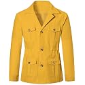 Betusline Men's Safari Linen Long Sleeve Military Cargo Jacket
