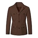 Betusline Men's Safari Linen Long Sleeve Military Cargo Jacket